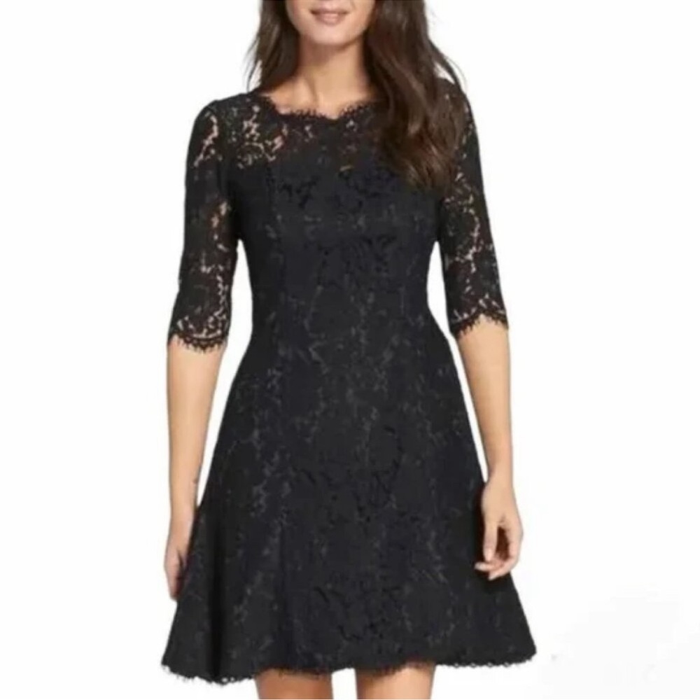 Eliza J. Fit and Flare Black Lace Dress